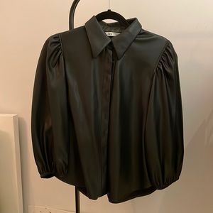 Zara leather button up